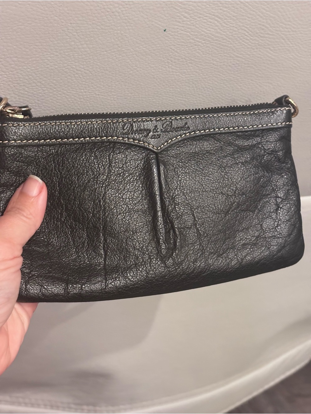 Dooney & Bourke Black Leather Mini Bag Red Lining‎ Convertible Wristlet Purse